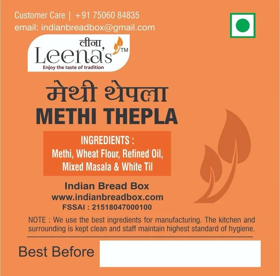Methi thepla pack label — front